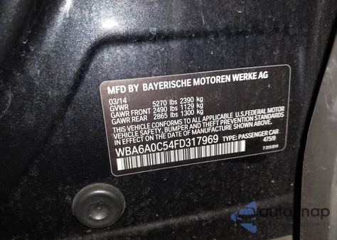 2015 BMW 640I Gran Coupe from USA, damaged, VIN WBA6A0C54FD317969